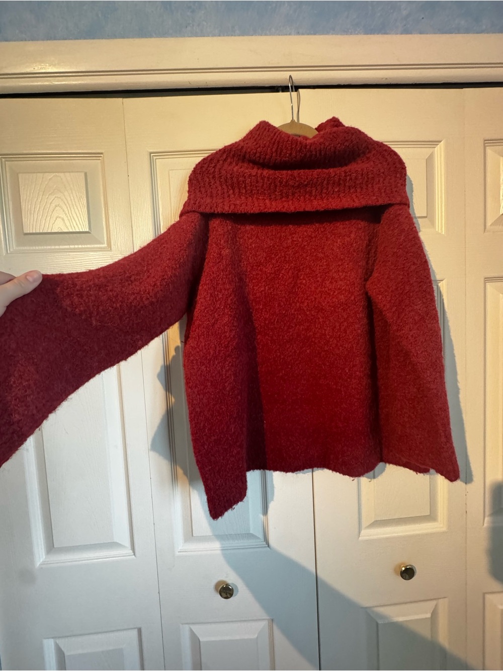 Vince Red Bouclé Cowl Neck Sweater